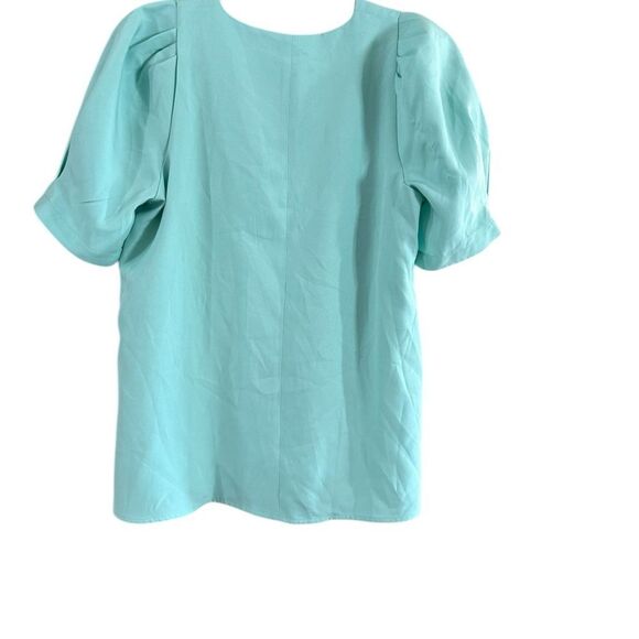 Fitted Blue Blouse with Short Sleeves - Picture 3 of 9